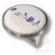  Ручка кнопка керамика с металлом, синий цветочный орнамент старое серебро 32 мм